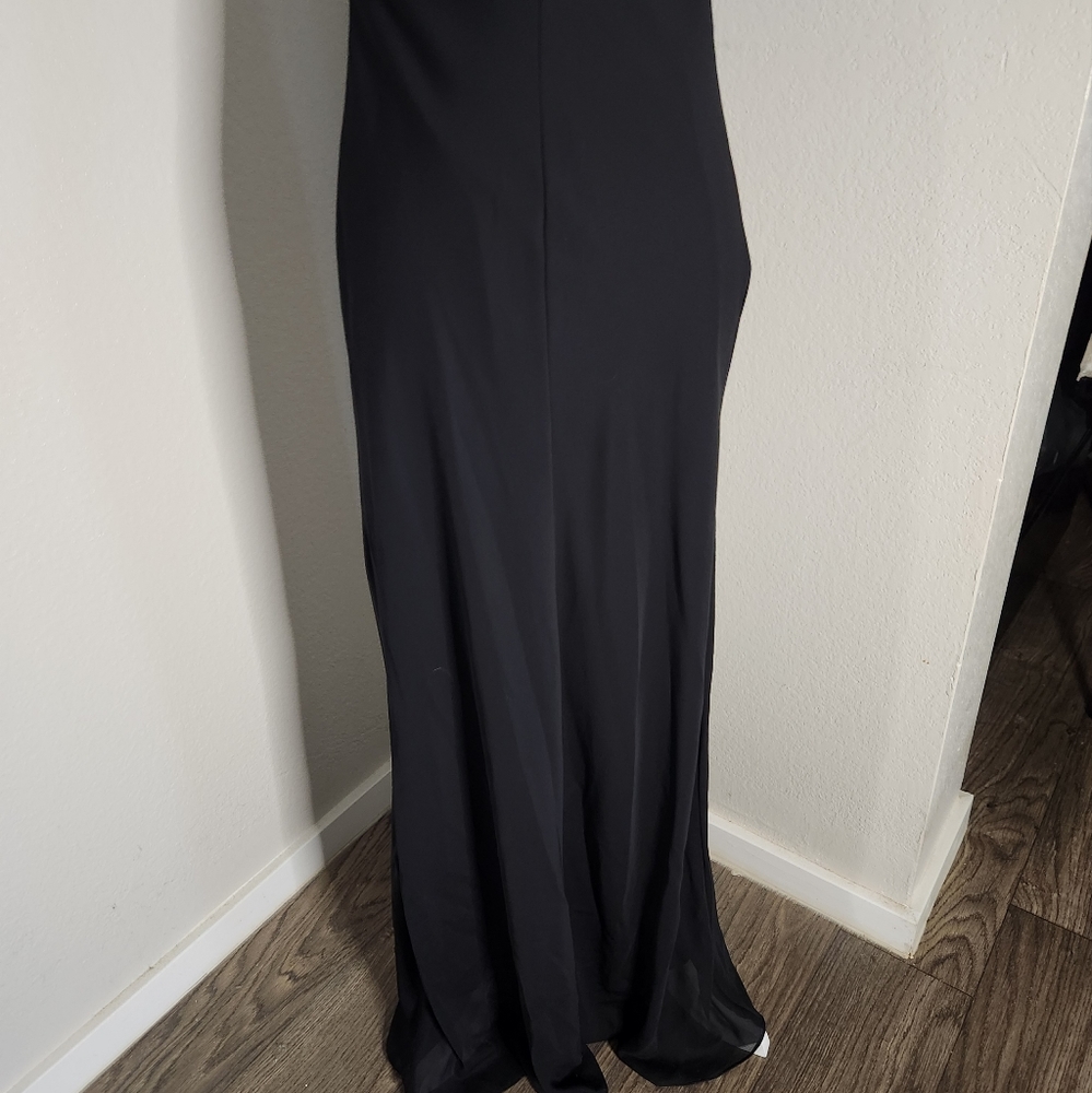 Onyx Nite Vintage 90s Long Black Cowl Neck Gown Dress Size 8 - Picture 3 of 7